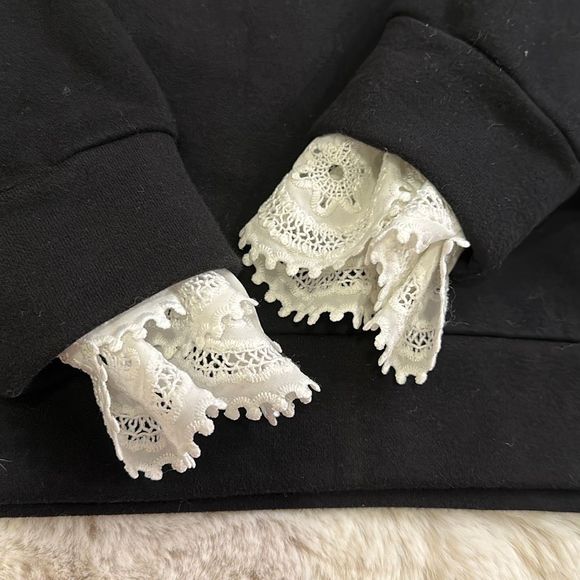 Maje Sweatshirt with Lace Details Black Size 2 - Picture 5 of 9